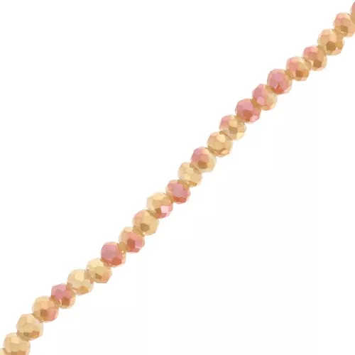 Cuentas facetadas redondas - Redondas aplanadas 3,5x3 mm - Beige Golden AB x30cm