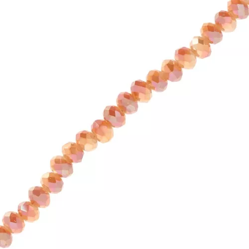 Cuentas facetadas redondas - Redondas aplanadas 4,5x3,5 mm - Beige Golden AB x40cm