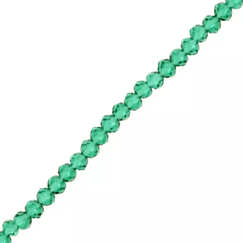 Cuentas facetadas redondas - redondas aplanadas 3,5x3 mm - Esmeralda x32cm