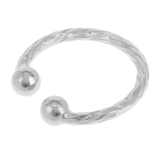 Pendiente fino efecto diamante de 13 mm con bolas - Plateado fino x1
