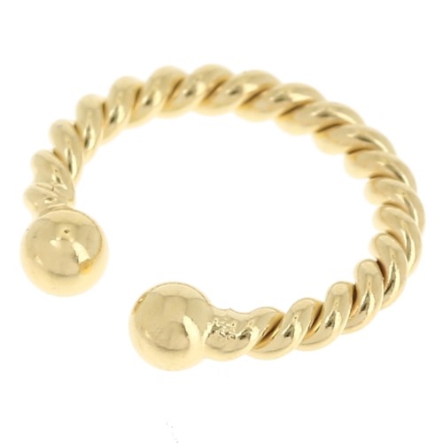 Pendiente efecto trenzado fino 13 mm con bolas - Dorado con oro fino x1