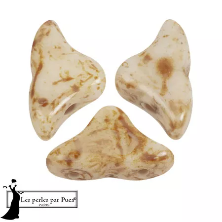Cuentas de cristal Helios® de Puca® 6x10mm - Blanco Beige Piedra x10g