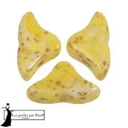 Cuentas de cristal Helios® de Puca® 6x10mm - Blanco Beige Piedra Amarillo x10g