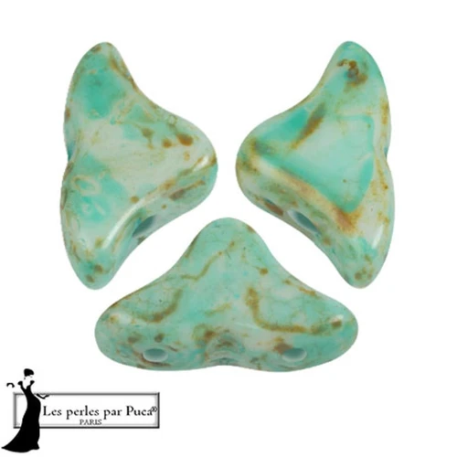 Cuentas de cristal Helios® de Puca® 6x10mm - Esmeralda blanca pétrea x10g