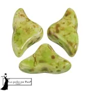 Cuentas de cristal Helios® de Puca® 6x10mm - Blanco Verde Piedra x10g