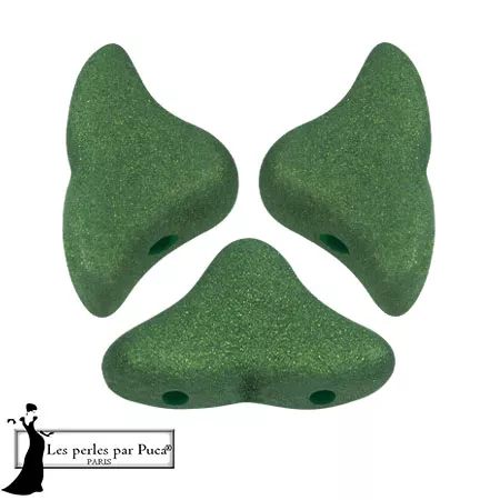 Cuentas de cristal Helios® de Puca® 6x10mm - Trendy Fern Green Mat x10g