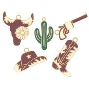 Mezcla de Dijes epoxi occidentales - Exclu Perles&Co - Acero inoxidable 304L Dorado x5