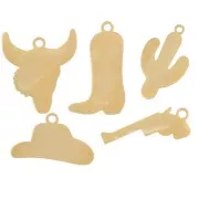 Mezcla de Dijes epoxi occidentales - Exclu Perles&Co - Acero inoxidable 304L Dorado x5