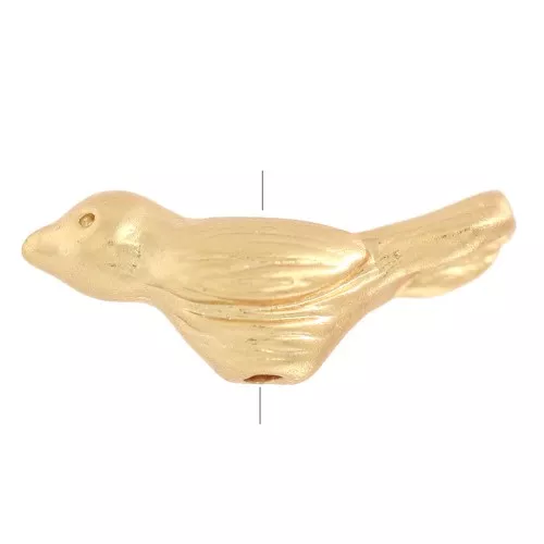 Cuenta pájaro 4,5x11 mm - Dorado con oro fino x1