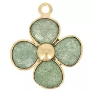 Venturina - Pendentif fleur 16 mm en pierre gemme - Doré à l'or fin - Aventurine x1 Pendentif fleur 16 mm en pierre gemme - Doré à l'or fin - Aventurine x1