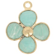 Colgante Flor 16 mm - Dorado con oro fino - Amazonita x1|raw }}