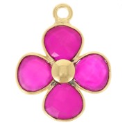 Colgante flor de gema Dorado fino 16 mm - Calcedonia rosa x1|raw }}