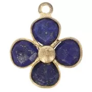 Lapislázuli - Pendentif fleur 16 mm en pierre gemme - Doré à l'or fin - Lapis Lazuli x1 Pendentif fleur 16 mm en pierre gemme - Doré à l'or fin - Lapis Lazuli x1