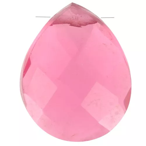 Gota de perla facetada - briolette plana 12x10mm imitación gema Turmalina Hidro Rosa