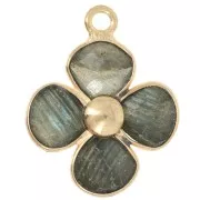 Labradorita - Pendentif fleur 16 mm en pierre gemme - Doré à l'or fin - Labradorite x1 Pendentif fleur 16 mm en pierre gemme - Doré à l'or fin - Labradorite x1
