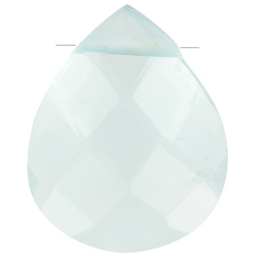 Gota de perla facetada - briolette plano 12x10 mm imitación gema - Hydro Aqua x1