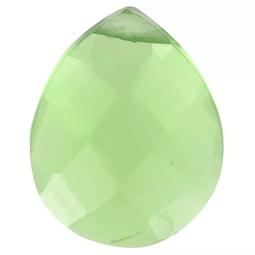 Cuenta facetada gota - Briolette plano 12x10mm imitación gema Turmalina Verde Hidro