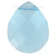 Gota de perla facetada - briolette plano 12x10 mm imitación gema Hydro Blue Topaz