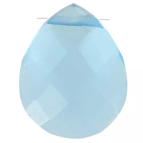 Gota de perla facetada - briolette plano 12x10 mm imitación gema Hydro Blue Topaz