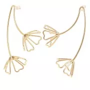 Pendientes 3D flor 60x49 mm - Acero inoxidable 304L Dorado x2