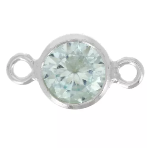 4.5 mm Circonita Redonda Entrepieza - Aguamarina - Plata 925 Plateado x1