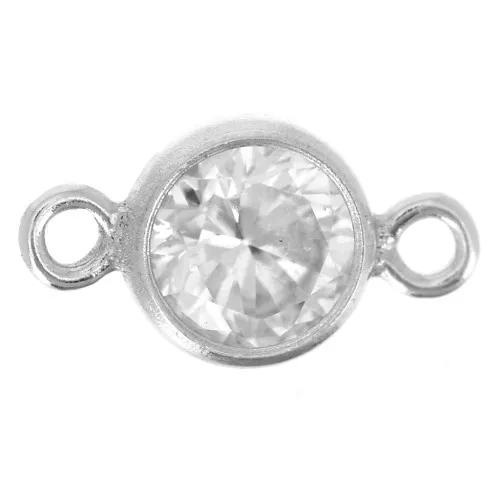 Entrepieza redonda 4,5 mm con Óxido de Circonio - Cristal - Plata 925 x10