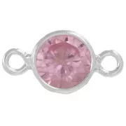 4,5 mm Circonita Redonda Entrepieza - Rosa - Plata 925 x1