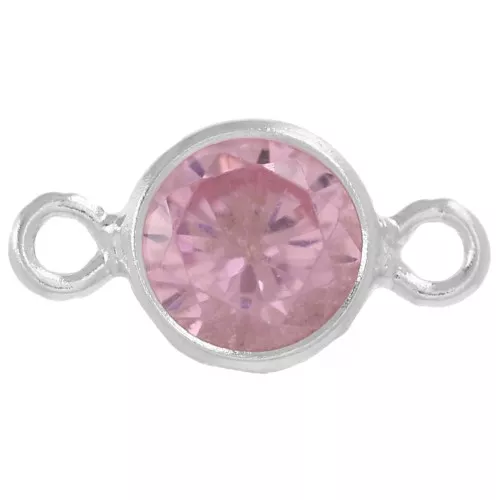 4,5 mm Circonita Redonda Entrepieza - Rosa - Plata 925 x1