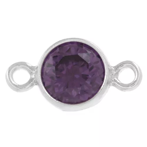 4.5 mm Circonita Redonda Entrepieza - Amatista - Plata 925 Plateado x1