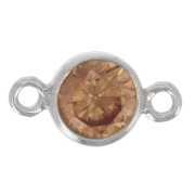 Entrepieza redonda de óxido de circonio de 4,5 mm - Champán - Plata 925 x1|raw }}