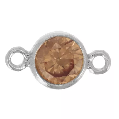 Entrepieza redonda de óxido de circonio de 4,5 mm - Champán - Plata 925 x1