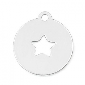 Dije medalla estrella 13 mm de Plata 925 x1