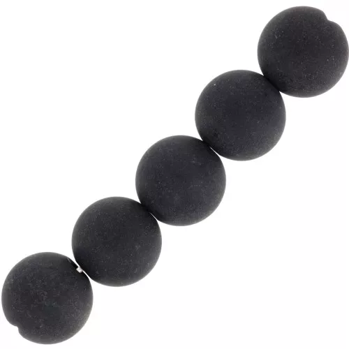 Cuenta redonda 12 mm - Onyx Frosted Negro x1