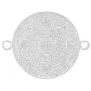 21.5 mm Calendario Azteca Entrepieza en Plata 925 Plateado x1