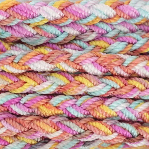 Cordón de nylon trenzado 4 mm - Multicolor Pastel x3m