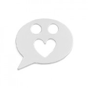 Colgante doble agujeros burbuja corazón 12 mm de Plata 925 x1