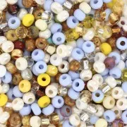 Cuentas de Rocalla Preciosa 8/0 - 3 mm - Mezcla de amarillo y azul x 20 g
