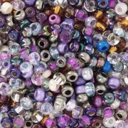 Cuentas de Rocalla Preciosa 8/0 - 3 mm - Mezcla plateada y morada x 20 g