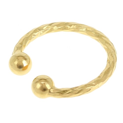 Pendiente fino efecto diamante de 13 mm con bolas - Dorado con oro fino x1