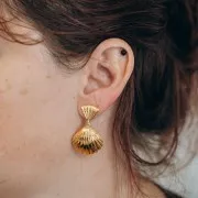 Ganchos pendientes de concha 15x14 mm - Plateado fino x2