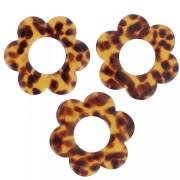 Colgantes de acetato flor 18 mm - Marrón terrazo - Negro x10