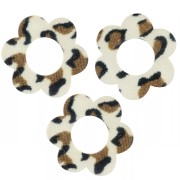 Colgantes flor 18 mm acrílico - Guepardo Marrón - Negro x10