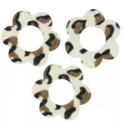 Colgante - Dije - Colgantes flor 18 mm acrílico - Guepardo Marrón - Negro x10 Colgantes flor 18 mm acrílico - Guepardo Marrón - Negro x10