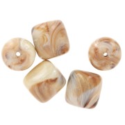 Cuentas de tubo de resina opaca 16x14 mm - Beige - Marrón jaspeado x4