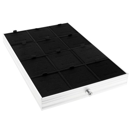 Bandeja de 12 compartimentos 29x20cm con espuma - Joyero - Negro