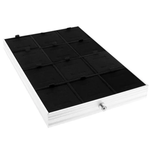Bandeja de 12 compartimentos 29x20cm con espuma - Joyero - Negro