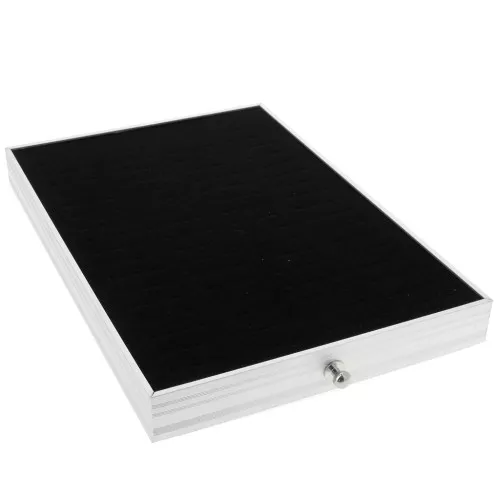 Bandeja para anillos de 72 compartimentos 29x20cm - estuche para joyas - Negro