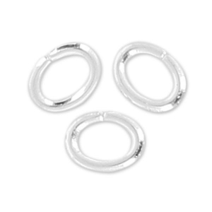Anillas abiertas ovaladas 3.1x2.4x0.55 mm Chapado en plata fina x50
