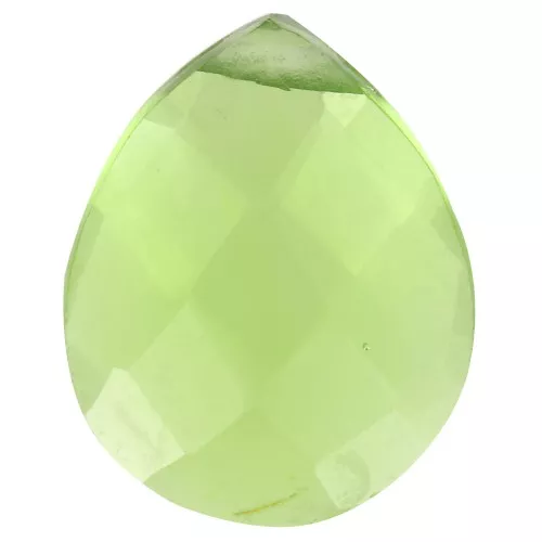 Gota de perla facetada - briolette plano 12x10 mm imitación gema - Hydro Peridot