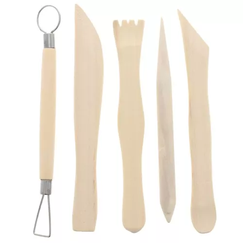 Juego de 5 herramientas de madera para modelar - Natural